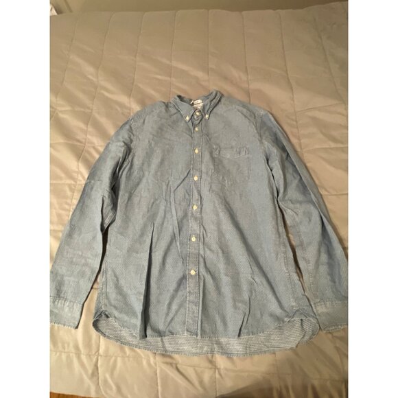 H&M L.O.G.G. Blue Long-Sleeve Button-Up Shirt Regular Fit US L Cotton Blend - Picture 1 of 3